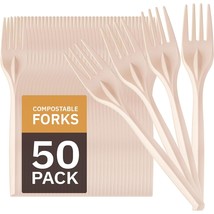 100% Eco Friendly Compostable Forks Disposable Forks Cornstarch Based 50 Large D - £10.93 GBP