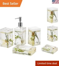 Multifunctional 4-Piece Acrylic Bathroom Set with Floating Green Plant E... - $48.00
