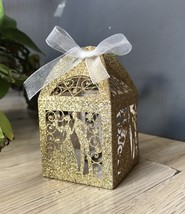 50pcs Glitter Gold bridal &amp; groom Laser Cut Wedding Gift Boxes,Favor Boxes - $24.00