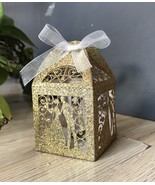50pcs Glitter Gold bridal &amp; groom Laser Cut Wedding Gift Boxes,Favor Boxes - $24.00