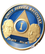 Ocean Breeze Blue Gold Plated AA Founders Medallion Chip Year 1 - 65 Bil... - $19.99