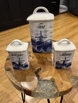 Vintage German Inge Delft Style 3 canister set - $44.55