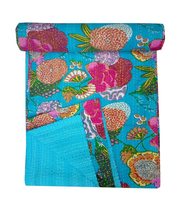 Traditional Jaipur Beautiful Floral Designs Indian Handmade Kantha Quilt Cotton  - £43.94 GBP+
