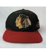 Vintage Chicago Blackhawks Hat Strapback NHL Hockey Team Logo Cap Twill 90s - £23.59 GBP