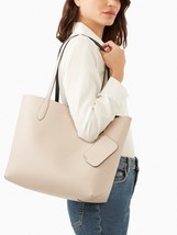 Kate Spade Ava Reversible Beige Leather Tote + Pouch Black NWT K6052 $359 FS - £99.52 GBP