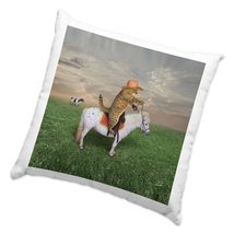 The Cat Cowboy on a Horse Square Pillow Cases - Cat in The Hat Pillow Cover - Pr - £13.39 GBP