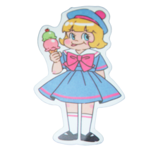 Anime Blonde Girl Ice Cream Blue Dress Pink Bow Sailor Chibi Kawaii Cute Sticker - £1.76 GBP