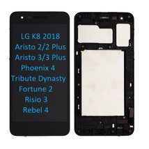 LCD Touch Screen w/Frame for LG K8 2018/Aristo 2/2 Plus/3/3 Plus/Phoenix 4 BLACK - £16.75 GBP