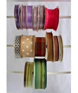 Lot Of 13  Multicolor Spools Of Ribbon 1/4” To 1.5&quot; - $9.49