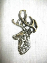 Trophy Buck Deer Whitetail Semi Bust with Antlers Silver Pewter Pendant Necklace - £6.71 GBP