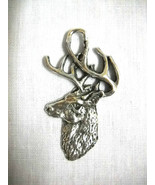 Trophy Buck Deer Whitetail Semi Bust with Antlers Silver Pewter Pendant ... - £6.66 GBP