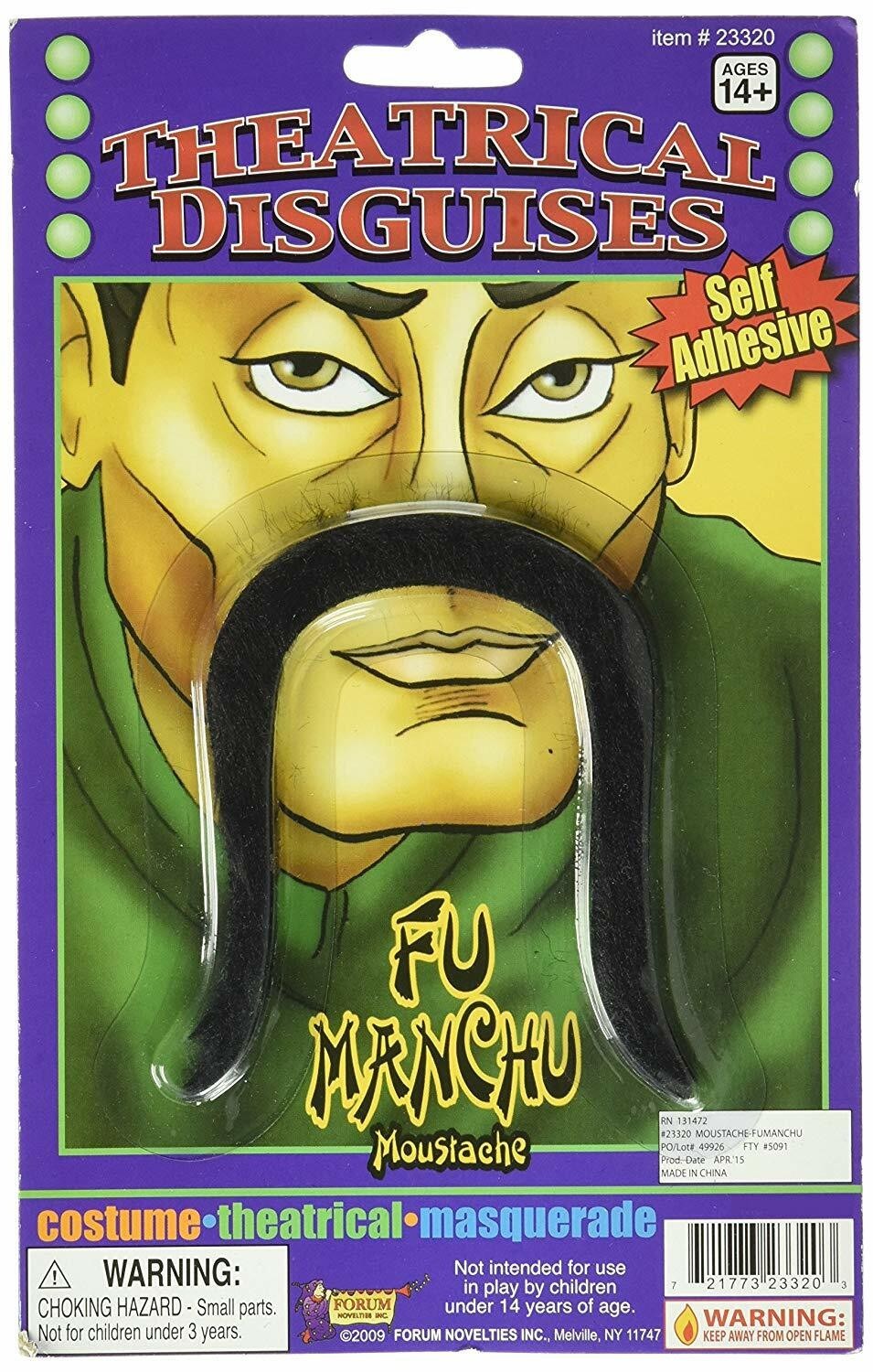 FORUM SELF ADHESIVE FU MANCHU BLACK MOUSTACHE HALLOWEEN COSTUME ACCESSORY 23320 Item image 3
