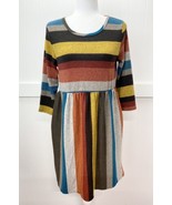 Egs California Fit &amp; Flare Dress Sz Medium Colorful Stripes Colorblock S... - £12.10 GBP
