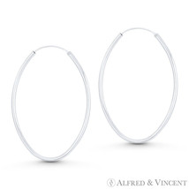 Oval Tube (57x39x2mm) .925 Sterling Silver Lightweight Hollow Drop Hoop Earrings - $32.82