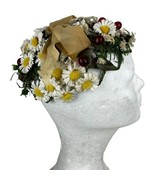 Vintage 1950s 1960s Skol Nips Daisies Daisy Floral Bow Women&#39;s Hat Headp... - £18.14 GBP