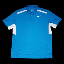 Nike Dri-Fit Men&#39;s Size XL Blue White Short Sleeve Activewear Polo Shirt - £12.48 GBP