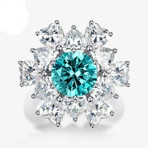 Beautiful 8mm Paraiba Round Simulated 925 Sterling Silver Engagement Ring - £109.03 GBP