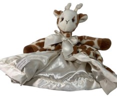 Bearingon Baby Brown and White Giraffe Lovey Satin Lined Security Blankie 16 in - £15.80 GBP