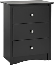 Black Wooden 3 Drawer Nightstand Tall Bedside Table End Side Storage Bedroom - £167.13 GBP