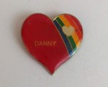 Vintage Danny Personalized Red Heart With Rainbow Lapel Hat Pin - $12.89 CAD