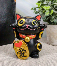 Black Maneki Neko Cat Collector Figurine Japanese Lucky Cat Charm Mao Ma... - £15.65 GBP