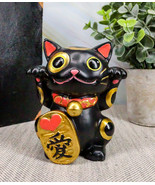 Black Maneki Neko Cat Collector Figurine Japanese Lucky Cat Charm Mao Ma... - £15.79 GBP