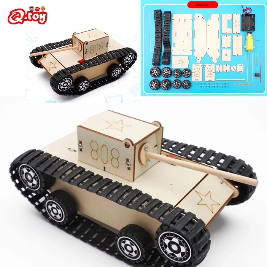 Stem Toys Diy Wooden 3D Tank Model Science Kit Steam Assembly Toys Physi - £15.53 GBP