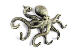 [Pack Of 2] Antique Gold Cast Iron Octopus Hook 11&quot; - £54.01 GBP