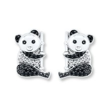 0.25Ct Rond Imitation Diamant 14K Plaqué or Blanc Mignon Panda Clou Boucles - £63.51 GBP