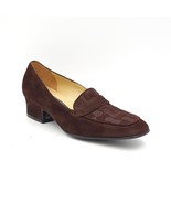 Bally Women Block Heel Slip On Penny Loafers Size US 5.5M Brown Suede - £37.97 GBP