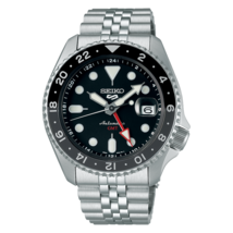 Seiko 5 Sports Stainless Steel 42.5 MM GMT Automatic Black Dial Watch SSK001K1 - £216.14 GBP