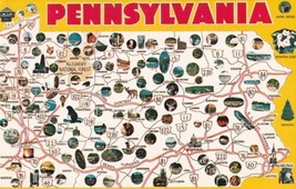 Pennsylvania Chrome State Map of Keystone State Postcard D57 - £2.38 GBP