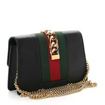 Gucci Calfskin Super Mini Sylvie Chain Shoulder Bag Black - £1,680.54 GBP