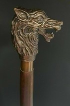 Victorian Antique Wolf Head Handle Wooden Walking Stick Cane Vintage Men... - £28.31 GBP