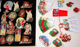 Christmas Ephemera, 1950&#39;s,60&#39;s,70&#39;s,Wrap,Tags, Stickers,Poinsettias,Angel,Santa - £10.02 GBP