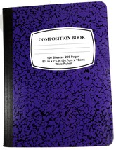 Composition Note Book, 100 Sheets, 9.75 in x 7.5 in, Wide Ruled, Purple ... - £10.01 GBP
