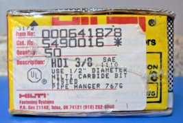 Hilti HDI 5490016 3/8&quot; Box of 50 Drop-In Anchors - NOS SEALED! - $53.65 CAD