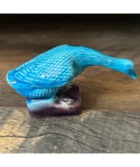 Vintage Antique Chinese Porcelain Blue Glazed Duck Figurine Goose Bird - $54.26 CAD