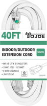 White Outdoor Lighted Extension Cord 40 Foot - 16/3 SJTW Extension Cable with 3 - £28.29 GBP