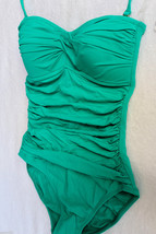 NWT La Blanca Sea Green Teal Ruched Convertible Halter Strapless Swim Suit 6 - £30.69 GBP