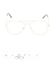 Classic Pilot Style Clear Lens Glasses Metal Frame Unisex Fashion Eyewear - $13.95