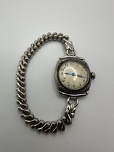 Antique Ladies 14k White Gold ART DECO Elgin Wristwatch Watch Blue Hands... - $297.24