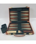 Vintage Vinyl And Felt Cased Backgammon Setter White And Brown Chips See... - £40.74 GBP