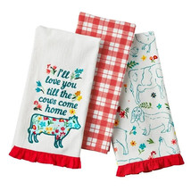Pioneer Woman Animals Kitchen Towel Set Embroidered Multicolor 16&quot;W x 28&quot;L 3-Pc - £18.17 GBP