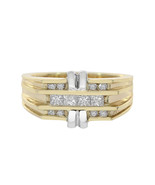 0.55 Carat Princess And Round Cut Diamonds Man&#39;s Ring 14K Two Tone Gold - £675.86 GBP