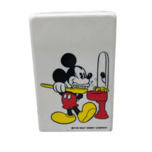 VTG White Plastic Mickey Mouse Brushing Teeth Dixie Cup Pop-Up Dispenser Bath - £27.62 GBP