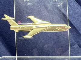 Vtg Navy P6M Hickok USA Military Airplane Plane Tie Bar Clasp Lapel Jewelry - £23.87 GBP