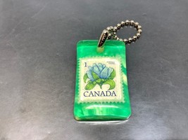 Vintage Canada Souvenir Keyring REAL 1 CENT STAMP Keychain Ancien Porte-Clés - £8.75 GBP