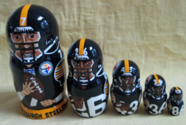 #7 Pittsburgh Steelers Nesting Doll/5-pc Set/Russia/Signed/FREE SHIPPING IN US - $37.39