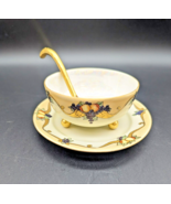 Noritake Soup Bowl, Spoon &amp; Saucer Gilded Gold Hand Painted Peach Grape ... - £29.65 GBP